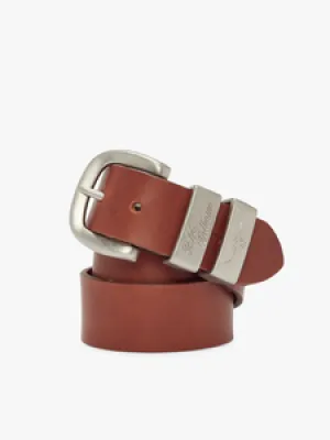 1 1/2" 3 Piece Solid Hide Belt Dark Tan