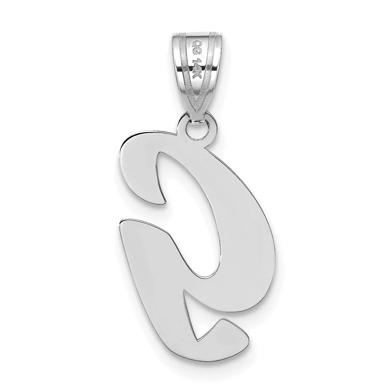 14k White Gold Script Design Letter G Initial Pendant
