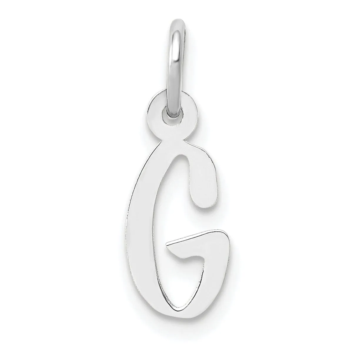 14k White Gold Small Slanted Block Letter G Initial Pendant