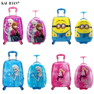 16/18 inch Kids Cartoon rolling luggage children travel suitcase on wheel trolley luggage carry-ons hardside bag for kid gift