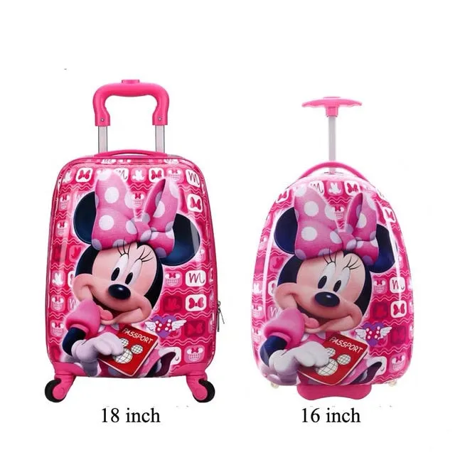 16/18 inch Kids Cartoon rolling luggage children travel suitcase on wheel trolley luggage carry-ons hardside bag for kid gift