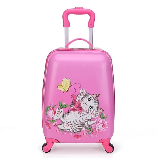 16/18 inch Kids Cartoon rolling luggage children travel suitcase on wheel trolley luggage carry-ons hardside bag for kid gift