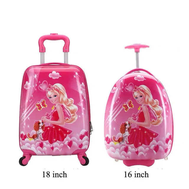 16/18 inch Kids Cartoon rolling luggage children travel suitcase on wheel trolley luggage carry-ons hardside bag for kid gift