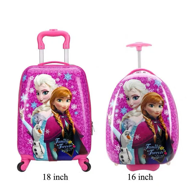 16/18 inch Kids Cartoon rolling luggage children travel suitcase on wheel trolley luggage carry-ons hardside bag for kid gift