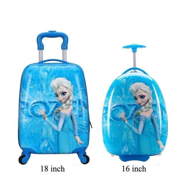 16/18 inch Kids Cartoon rolling luggage children travel suitcase on wheel trolley luggage carry-ons hardside bag for kid gift
