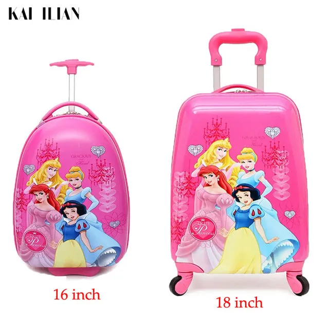 16/18 inch Kids Cartoon rolling luggage children travel suitcase on wheel trolley luggage carry-ons hardside bag for kid gift