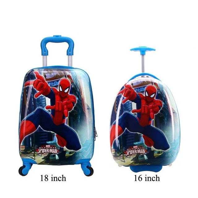 16/18 inch Kids Cartoon rolling luggage children travel suitcase on wheel trolley luggage carry-ons hardside bag for kid gift