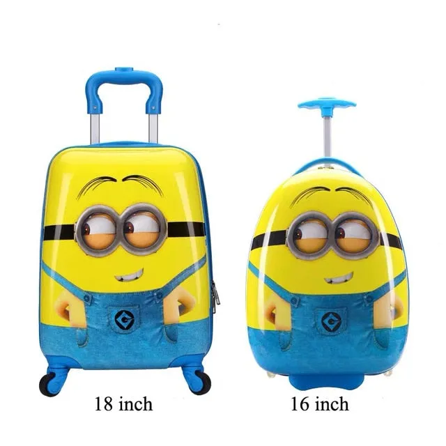 16/18 inch Kids Cartoon rolling luggage children travel suitcase on wheel trolley luggage carry-ons hardside bag for kid gift