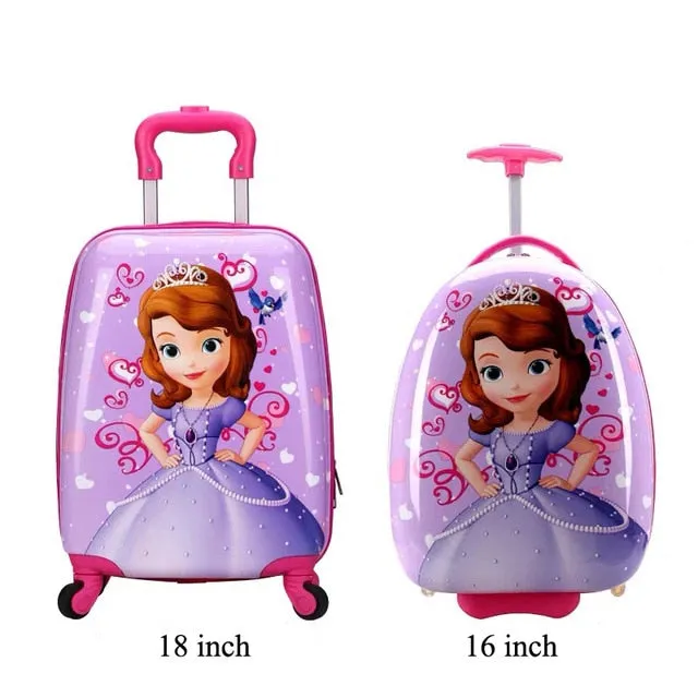 16/18 inch Kids Cartoon rolling luggage children travel suitcase on wheel trolley luggage carry-ons hardside bag for kid gift