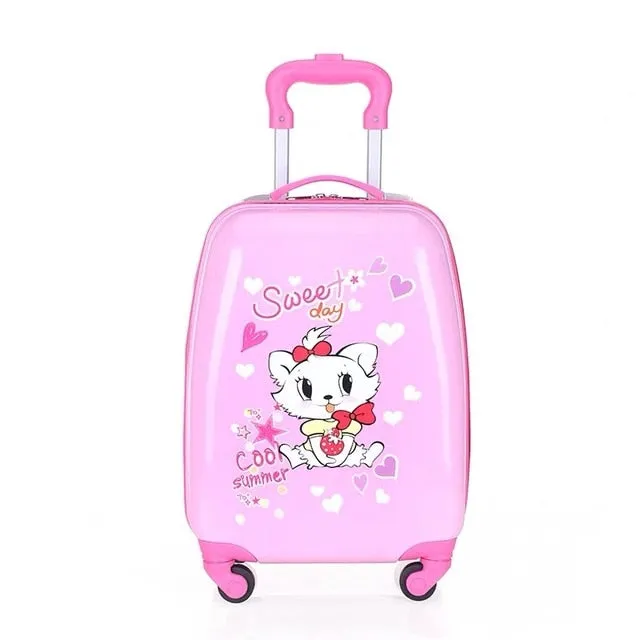 16/18 inch Kids Cartoon rolling luggage children travel suitcase on wheel trolley luggage carry-ons hardside bag for kid gift