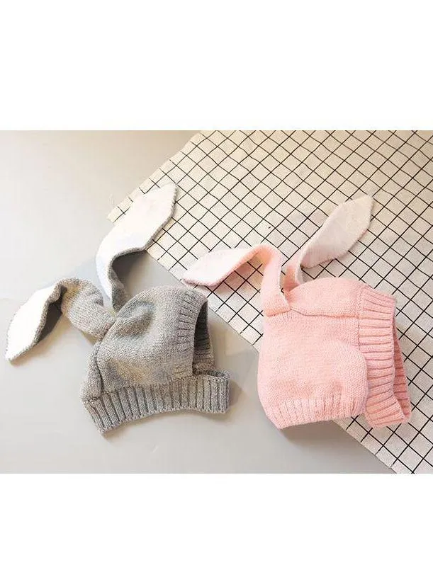 Adorable Bunny Ear Outdoor Earflap Baby Knitted Hat