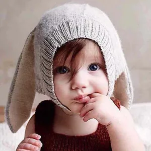 Adorable Bunny Ear Outdoor Earflap Baby Knitted Hat