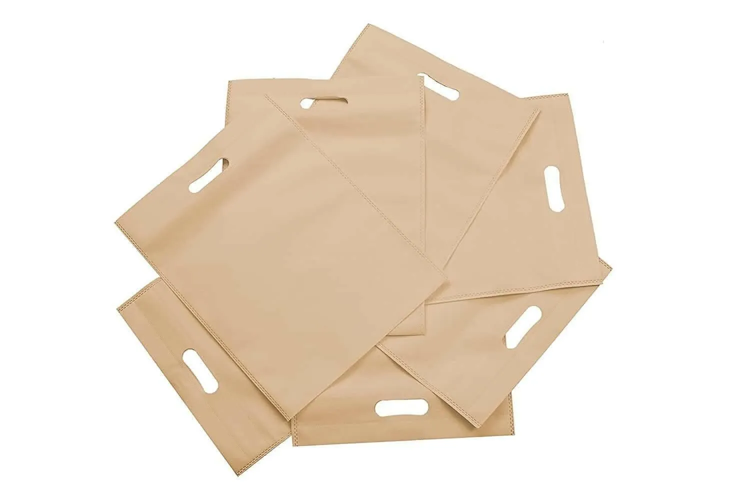 Agrashri Enterprises D Cut Cloth Carry Bags Set ( Pack of 50 , Ivory )