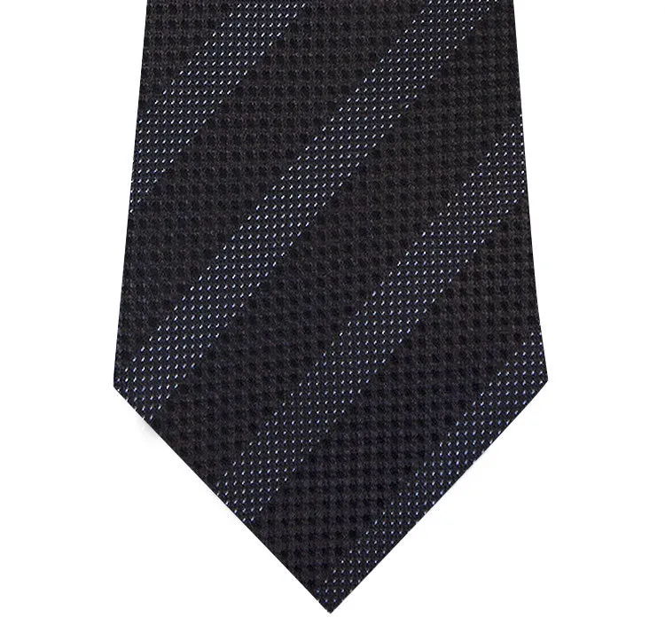 Black on Grey Stripe Silk Tie