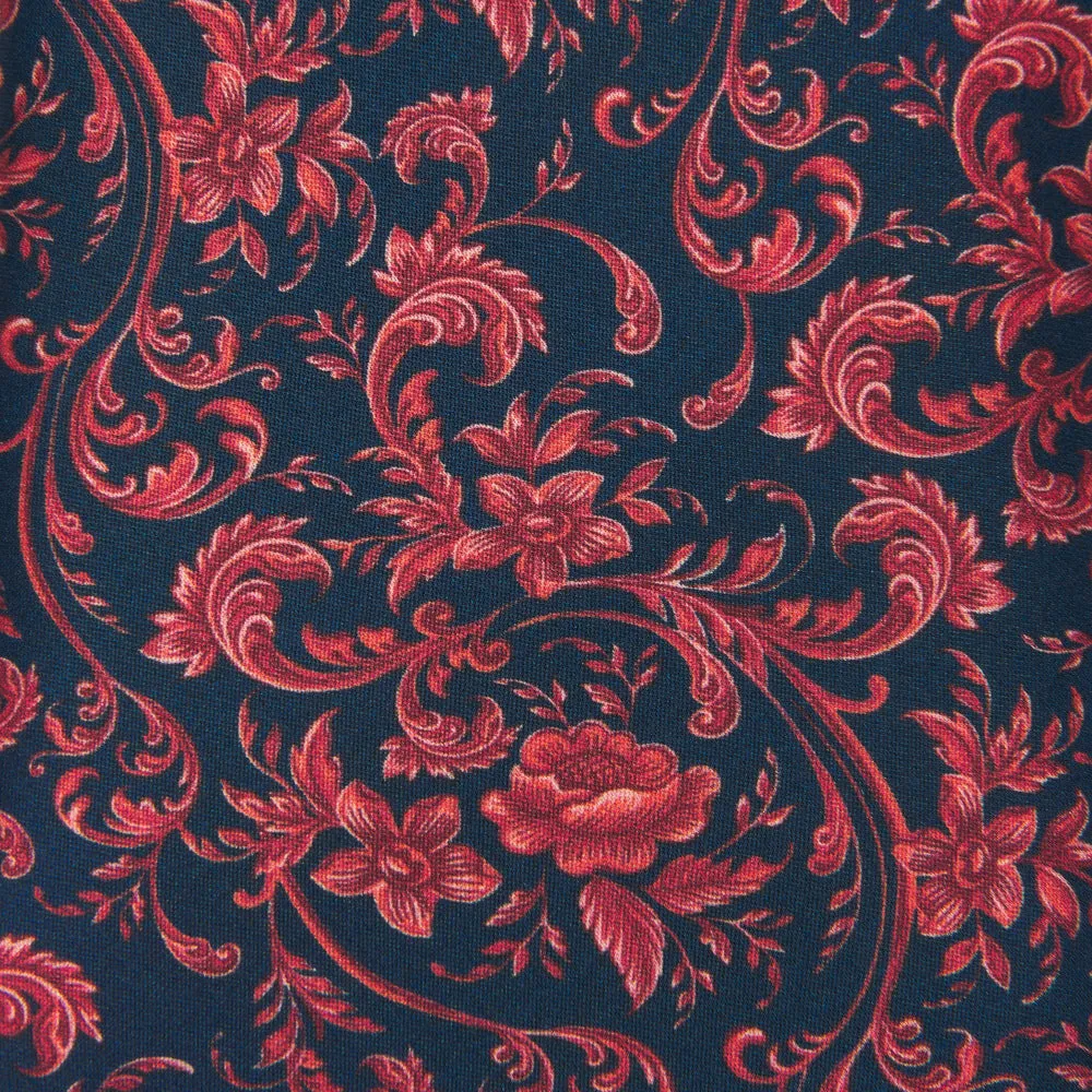 Blue and Red Art Nouveau Duchesse Silk Tie