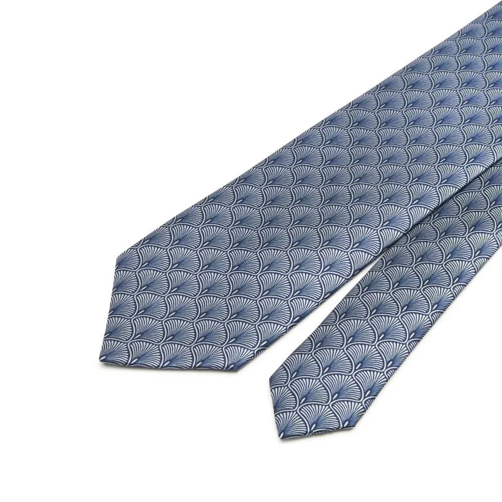 Blue Peacock's Tail Duchesse Silk Tie
