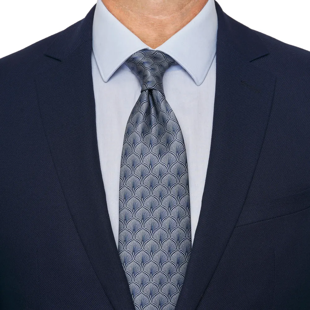 Blue Peacock's Tail Duchesse Silk Tie