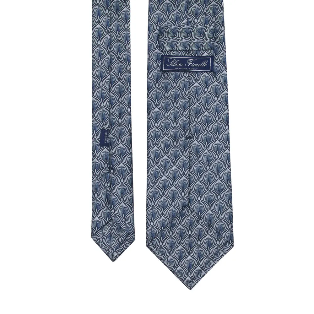 Blue Peacock's Tail Duchesse Silk Tie
