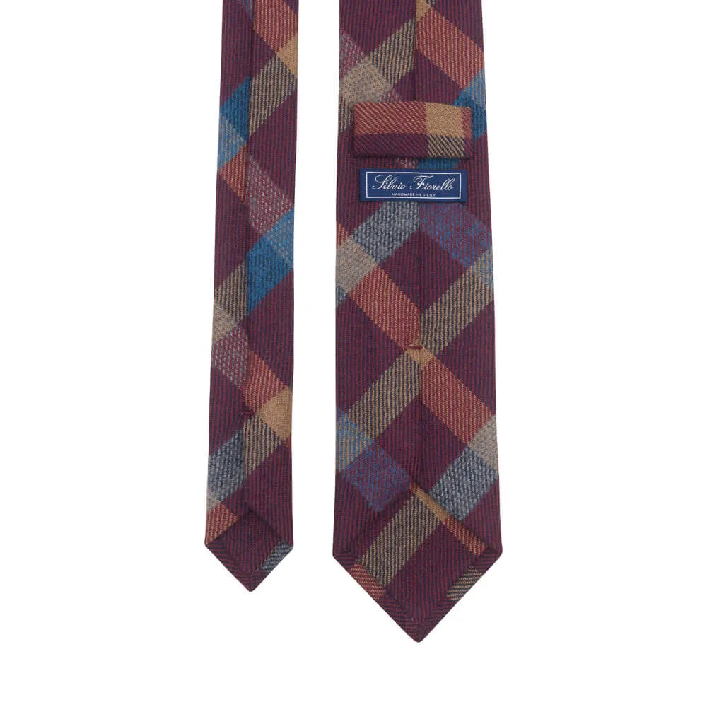 Burgundy Madras Virgin Wool Tie