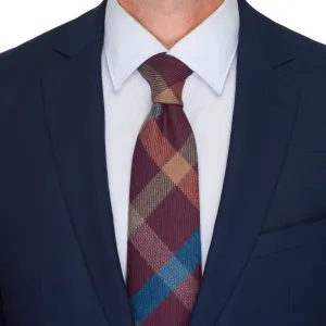 Burgundy Madras Virgin Wool Tie