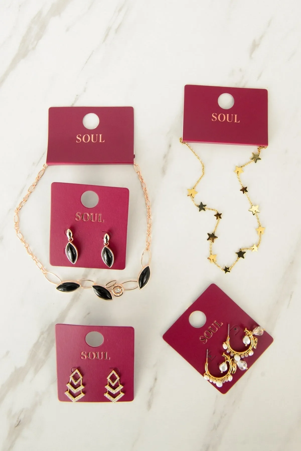 Contrast Colour Long Gold Necklace