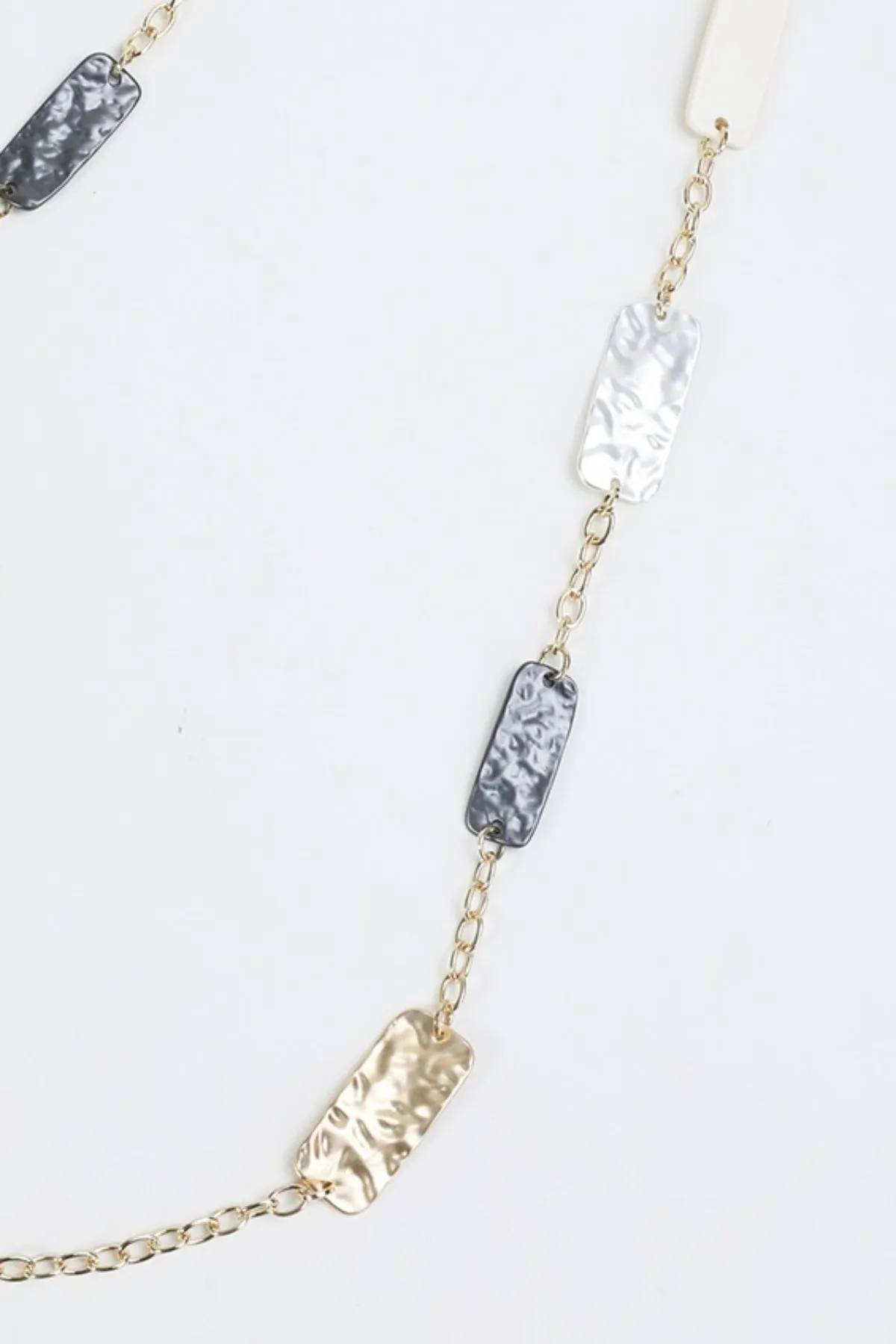 Contrast Colour Long Gold Necklace