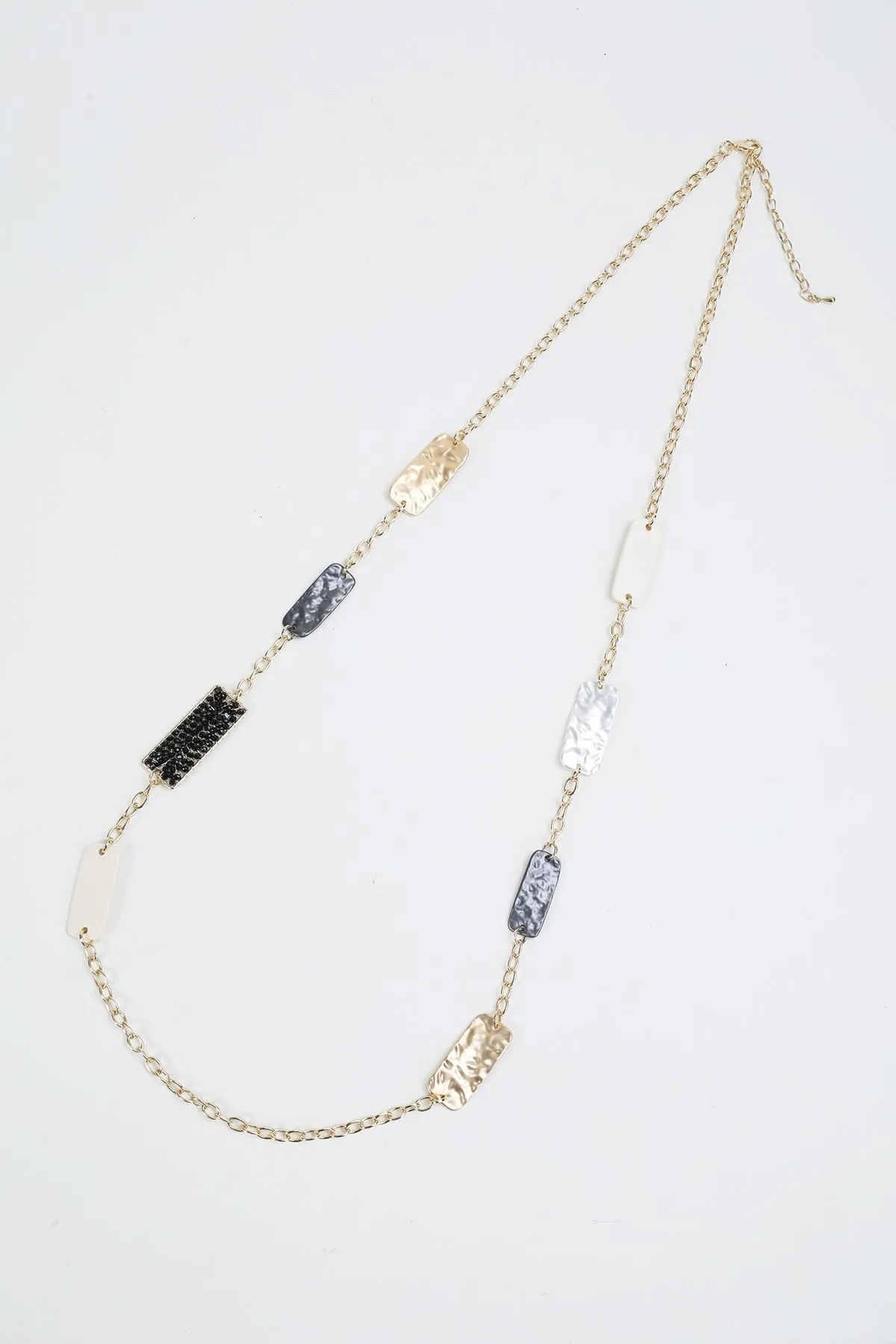 Contrast Colour Long Gold Necklace