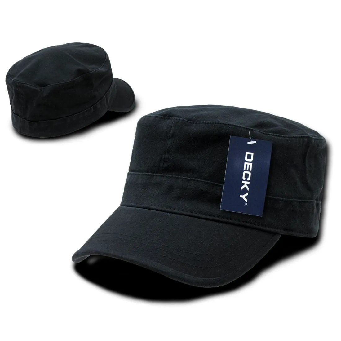 Decky 115 Flex Cadet Flat Top Hats 5 Panel Caps Cotton Military Blank