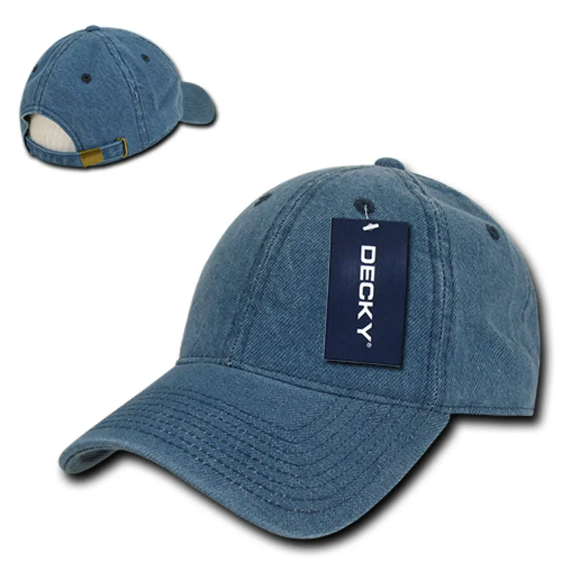 Decky 235 Relaxed Heavy Duty Denim Hats Low Crown 6 Panel Baseball Caps