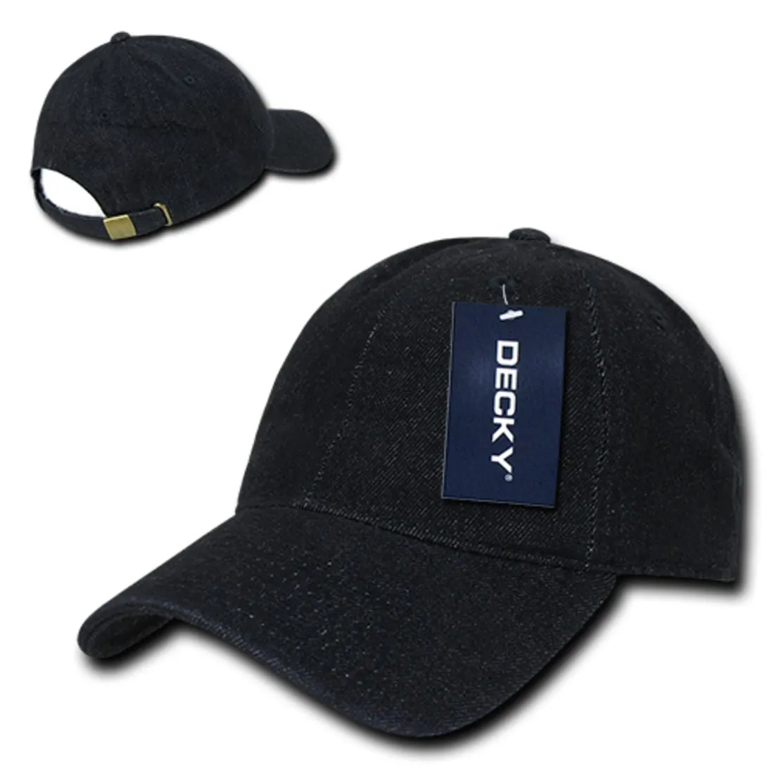 Decky 235 Relaxed Heavy Duty Denim Hats Low Crown 6 Panel Baseball Caps