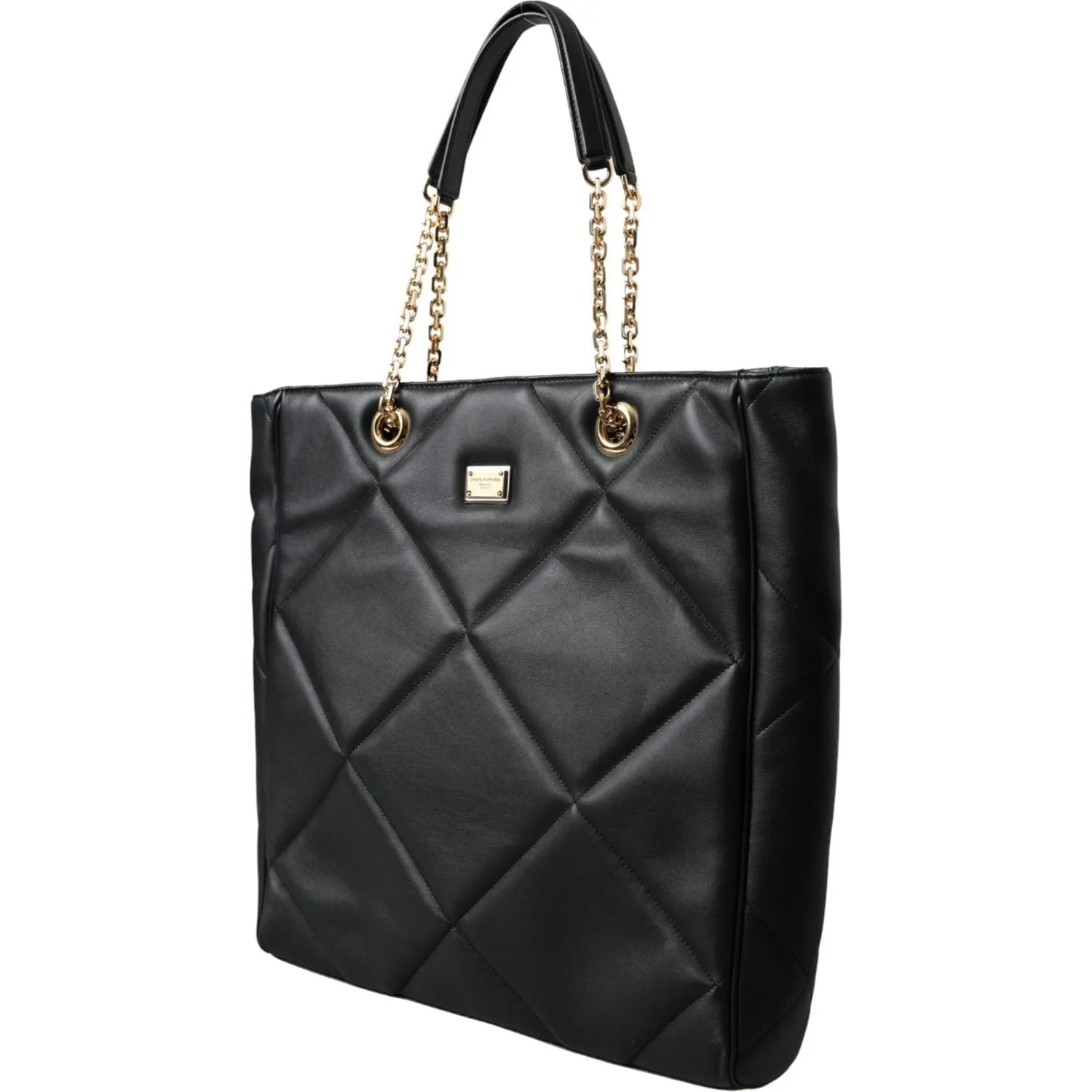 Dolce & Gabbana Black Leather JUNGLE Quilted Shopping Tote Bag