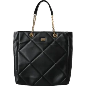 Dolce & Gabbana Black Leather JUNGLE Quilted Shopping Tote Bag