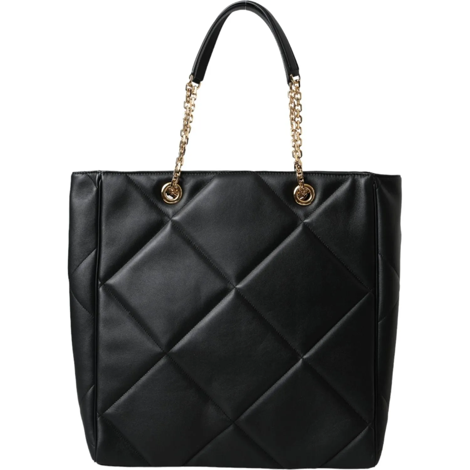 Dolce & Gabbana Black Leather JUNGLE Quilted Shopping Tote Bag