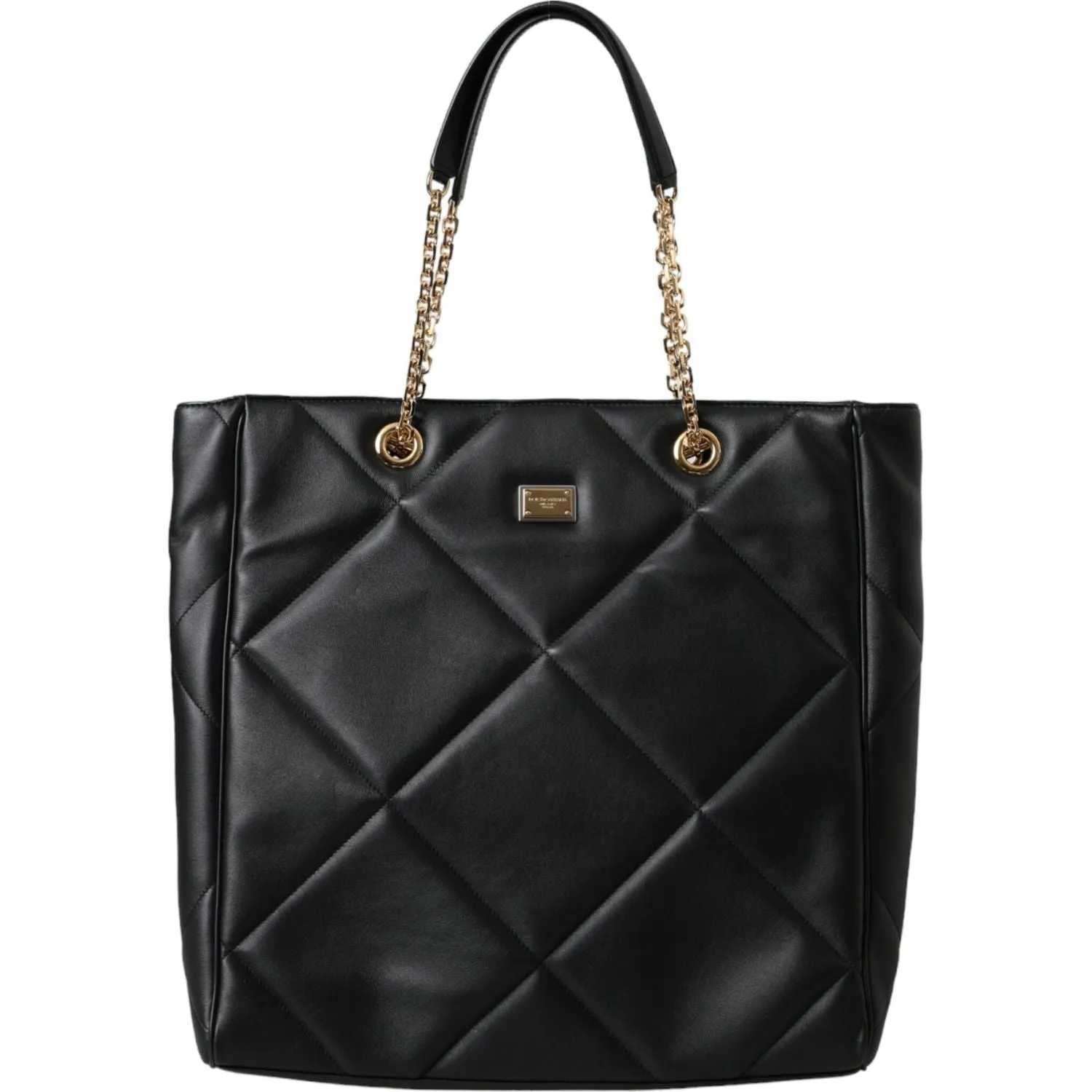 Dolce & Gabbana Black Leather JUNGLE Quilted Shopping Tote Bag