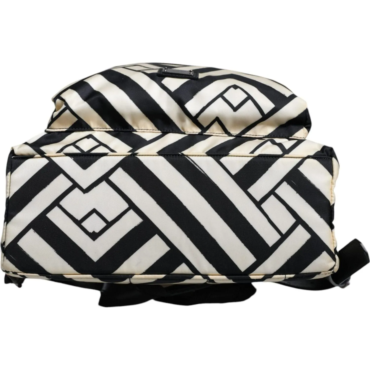 Dolce & Gabbana Black White Nylon Leather Travel Back Pack Bag