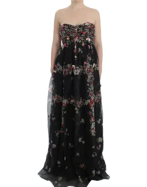 Dolce & Gabbana Elegant Strapless Silk Maxi Dress