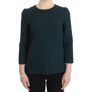 Dolce & Gabbana Enchanted Sicily Green Wool Silk Blend Blouse