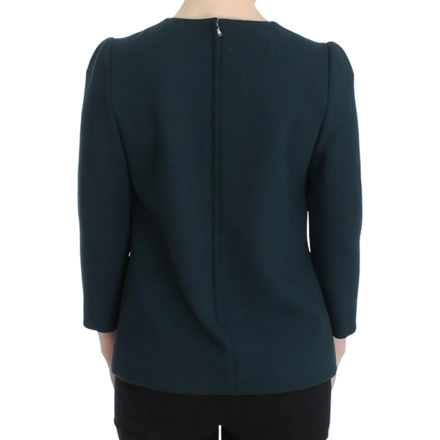 Dolce & Gabbana Enchanted Sicily Green Wool Silk Blend Blouse