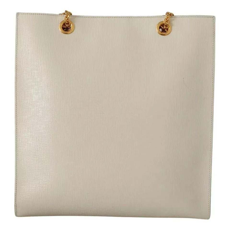 Dolce & Gabbana White Crystal Leopard Head Leather JUNGLE Tote Bag