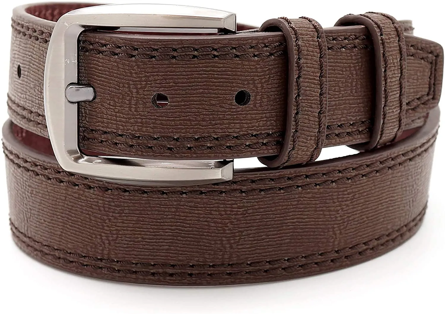 Faux Leather Double Stitched Belt 1.5" Wide (BG8262)