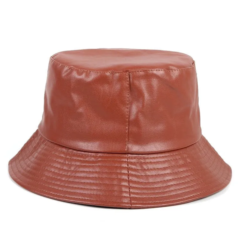 Faux Leather Unisex Bucket Cap