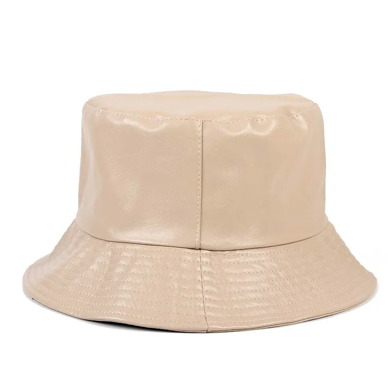 Faux Leather Unisex Bucket Cap