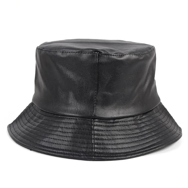 Faux Leather Unisex Bucket Cap