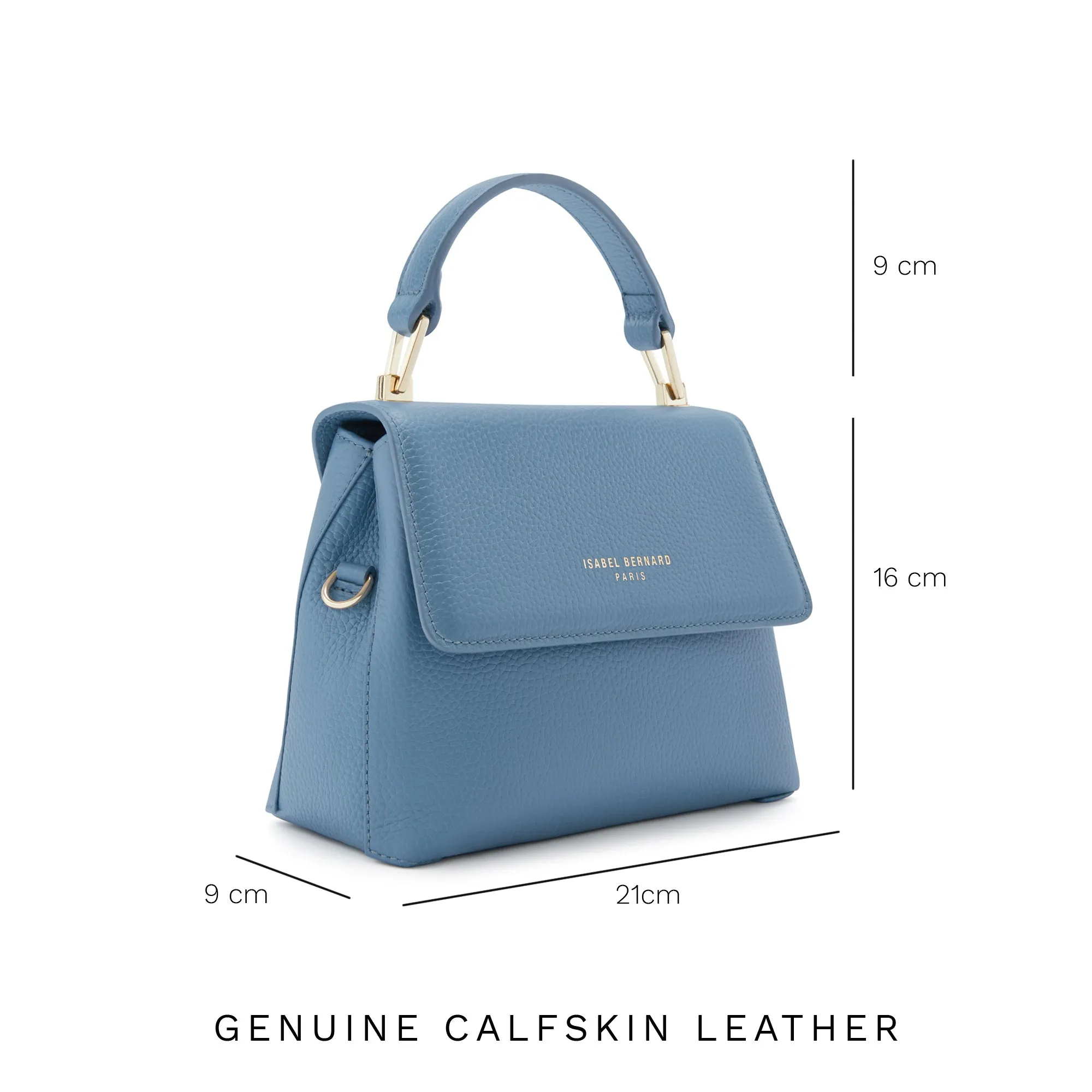 Femme Forte Heline blue calfskin leather handbag