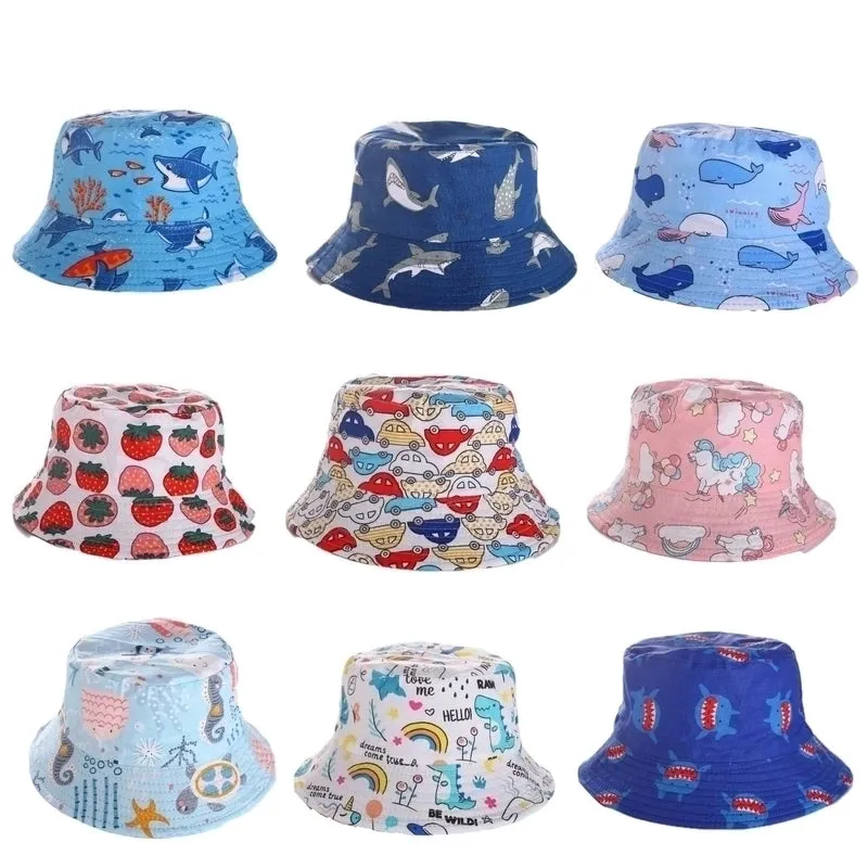Girl's Cartoon Style Simple Style Color Block Printing Bucket Hat