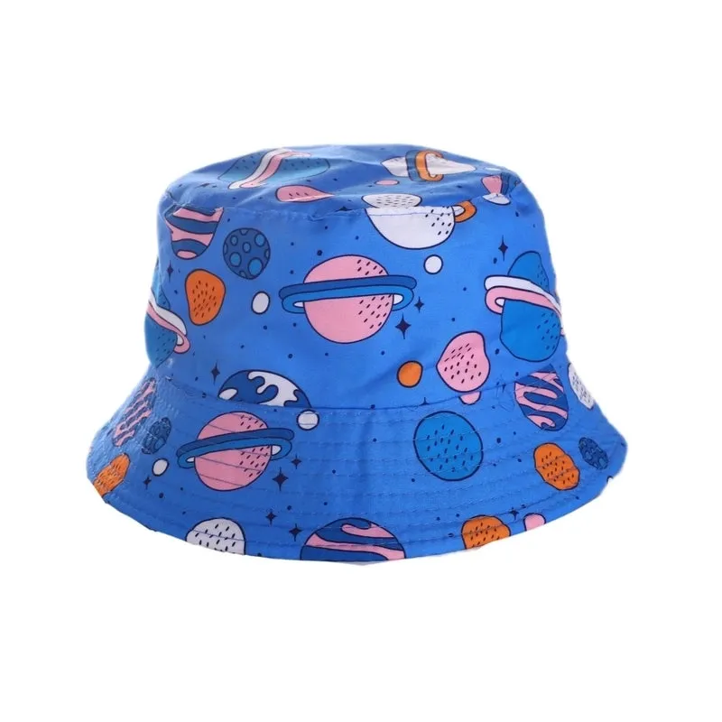 Girl's Cartoon Style Simple Style Color Block Printing Bucket Hat