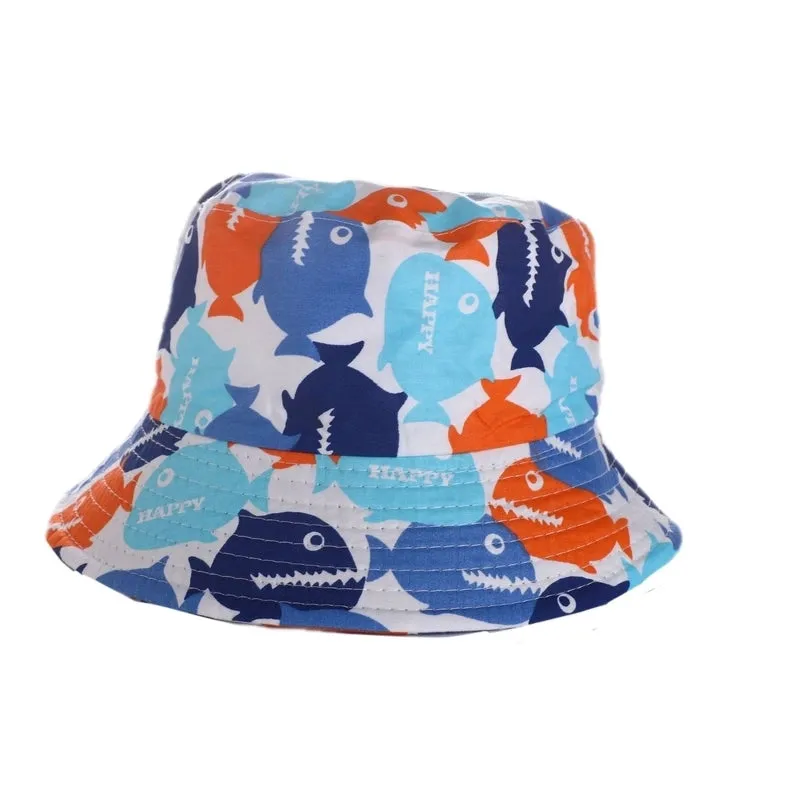 Girl's Cartoon Style Simple Style Color Block Printing Bucket Hat