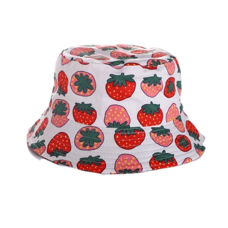Girl's Cartoon Style Simple Style Color Block Printing Bucket Hat