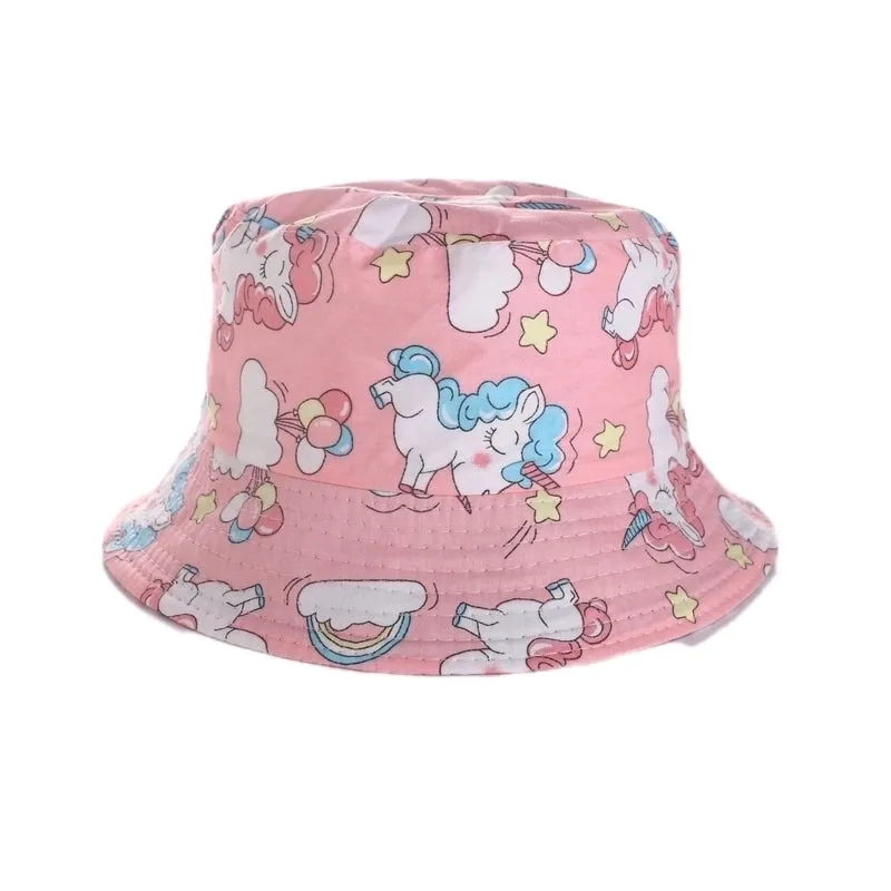 Girl's Cartoon Style Simple Style Color Block Printing Bucket Hat