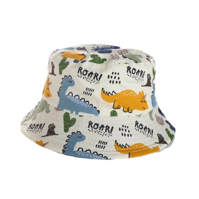 Girl's Cartoon Style Simple Style Color Block Printing Bucket Hat